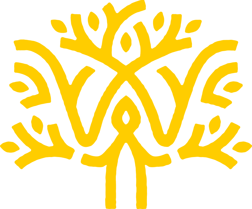 A stylized yellow tree with symmetrical, branching lines and leaf shapes, forming an abstract, decorative pattern on a light background—perfectly complementing the vibrant aesthetic of Mosaic at Westside.